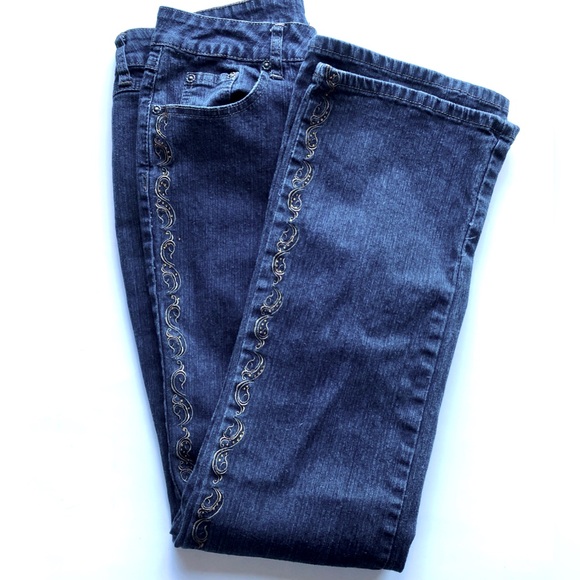 Roz & Ali Embroidered Embellished Jeans SZ 10 - Picture 2 of 14